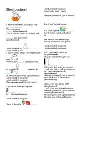 English Worksheet: Song: Ghostbusters