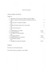 English Worksheet: Plan of the lesson Countries and nationalities