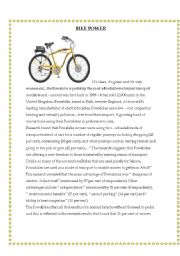 English Worksheet: BIKE POWER 