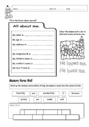 English Worksheet: About Me