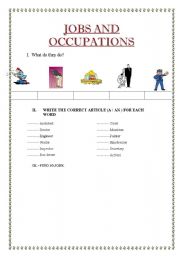 English worksheet: JOBS AND OCCUPATIONS