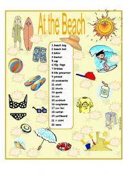 English Worksheet: At the Beach