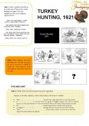 English Worksheet: Thanksgiving: Turkey Hunting, 1621