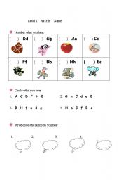English worksheet: letter a to h