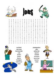 English Worksheet: Jobs wordsearch