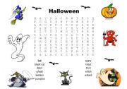 English Worksheet: Halloween wordsearch