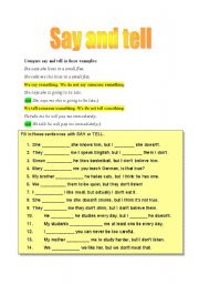 English Worksheet: SAY and TELL