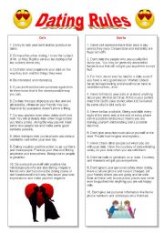 English Worksheet: dating rules