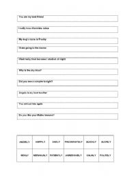 English worksheet: adverbs of manner