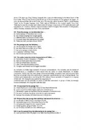 English Worksheet: READING PASSAGES9_MCQs