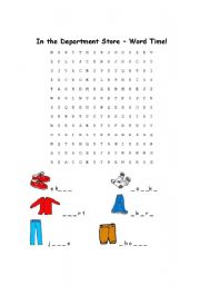 Clothes wordsearch