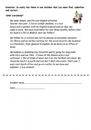 English Worksheet: Error Correction Letter