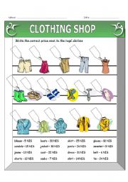 English Worksheet: clothing shop