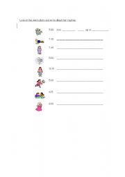 English worksheet: Clues to write sentences in present simple