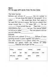 English Worksheet: Space gapfill