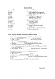 English worksheet: Adjectives