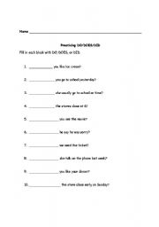 English worksheet: Do/Does/Did Worksheet