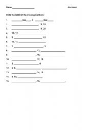 English worksheet: Writing the Number Words