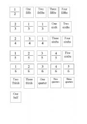 English Worksheet: Domino on fractions (ready to print)