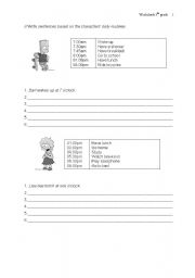 English Worksheet: Daily routines with Bart and Lisa (The simpsons)