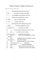 English Worksheet: Present Simple or Present Continuous?