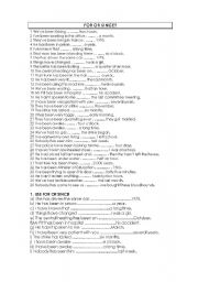 English Worksheet: For or since??