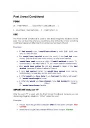 English Worksheet: Past Unreal Conditional