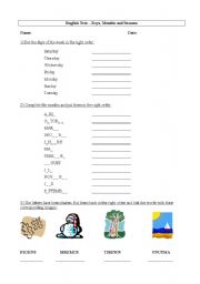 English Worksheet: test days, months and seasons