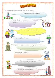 English Worksheet: Too / Enough