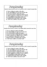 English Worksheet: Paraphrasing: Modals