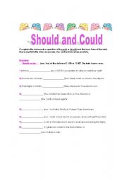 English worksheet: Should and could
