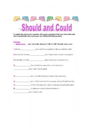 English Worksheet: Should and could
