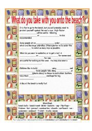 English Worksheet: At the Beach