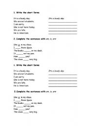 English Worksheet: to be 