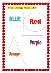 English worksheet: colr the shapes