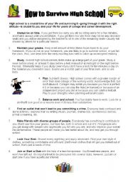 English Worksheet: HOW TO SURVIVE HIGH SCHOOL