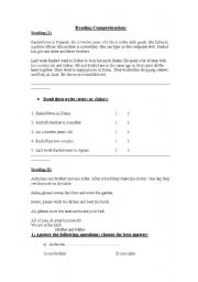 English Worksheet: Reading