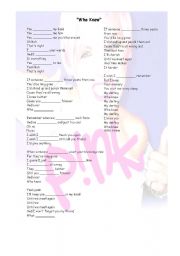 English worksheet: Song _ Pink