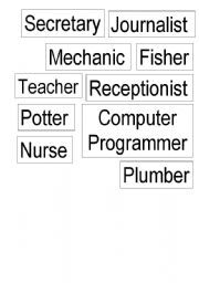 English Worksheet: JOBS FLASHCARDS (10) - ideal for a matching exercise continue