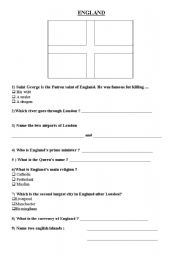 English Worksheet: England, Scotland, Wales part 2