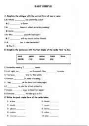 English Worksheet: Past simple