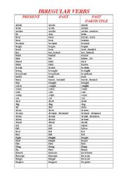 English Worksheet: Irregular Verbs