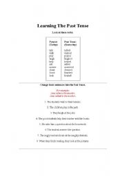 English Worksheet: EXPLANATION OF PAS TENSE
