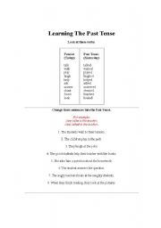 English worksheet: EXPLANATION OF PAS TENSE