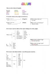 English worksheet: COLOURS