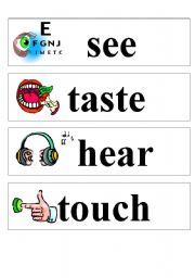 English Worksheet: The five senses poster part 2