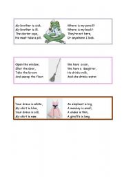 English Worksheet: !!!  YOUNG   LEARNERS !!! short poems and rhymes :)  PART 1