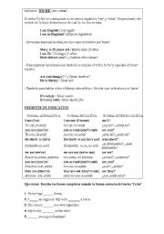 English worksheet: verb to be