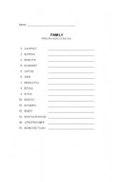 English worksheet: Members of the family