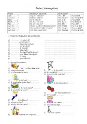 English Worksheet: to be interrogative